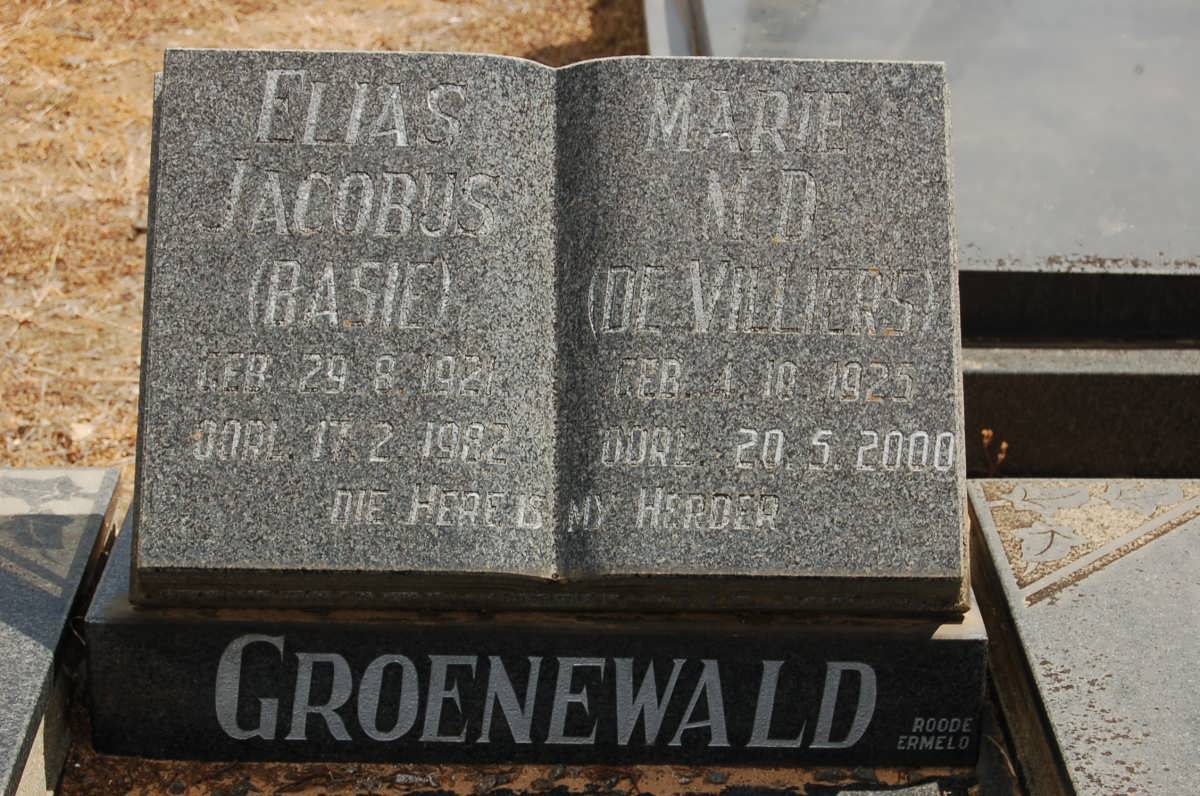 GROENEWALD Elias Jacobus 1921-1982 &amp; Marie M.D. DE VILLIERS 1925-2000
