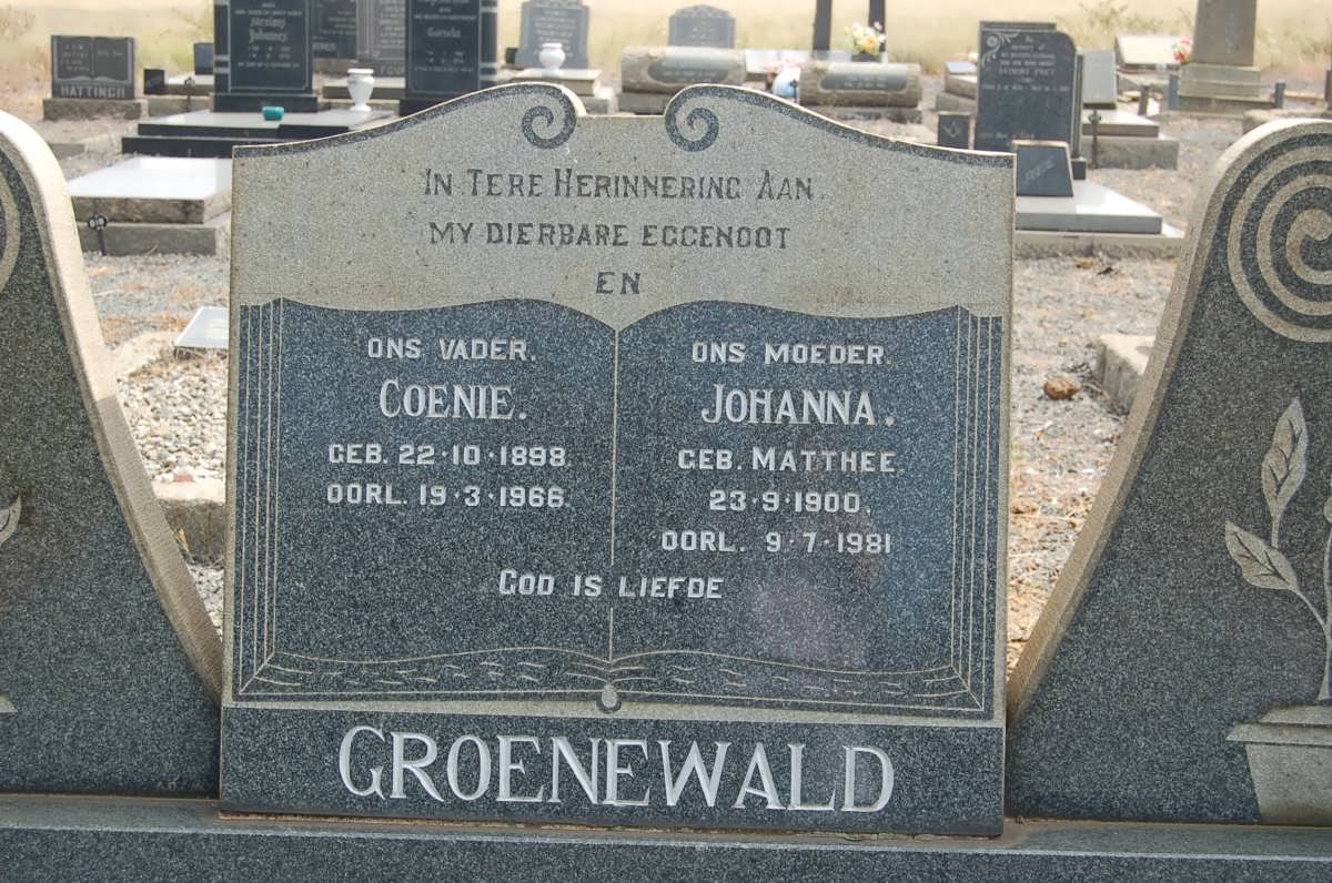 GROENEWALD Coenie 1898-1966 &amp; Johanna MATTHEE 1900-1981