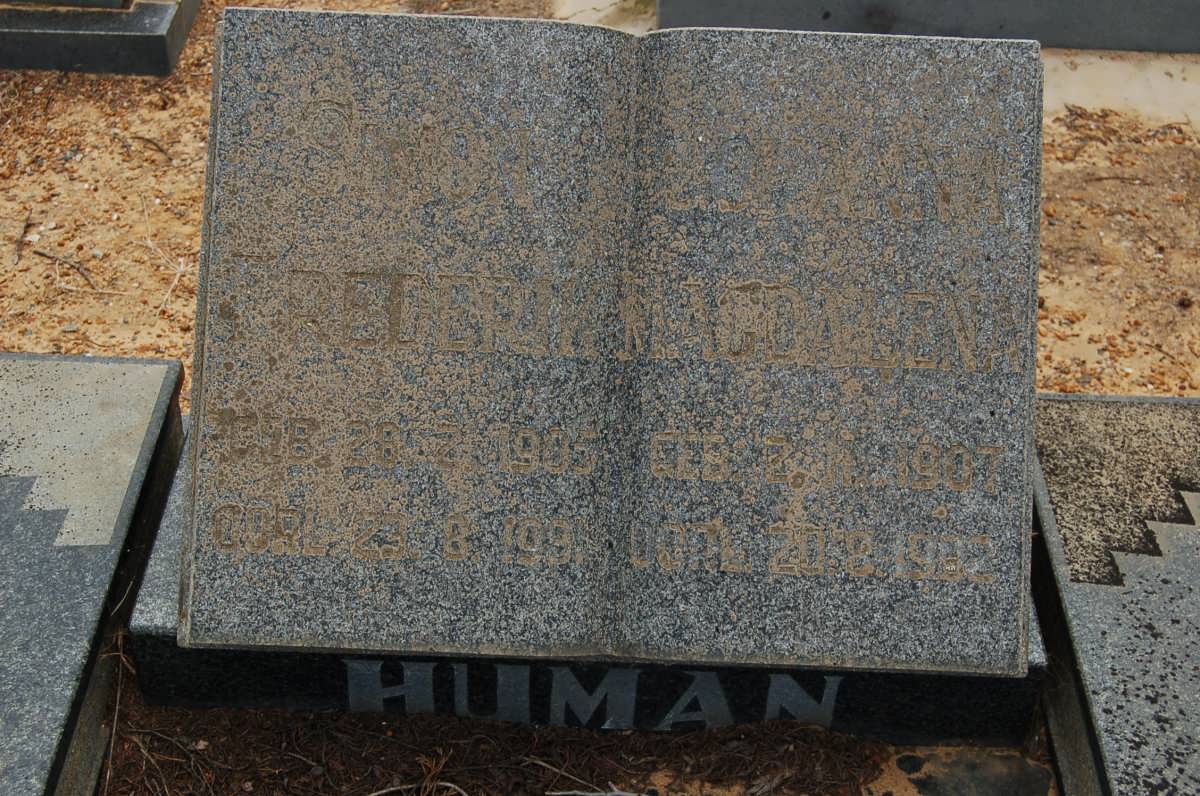 HUMAN S. Frederik 1905-199? &amp; Johanna Magdalena 1907-1962