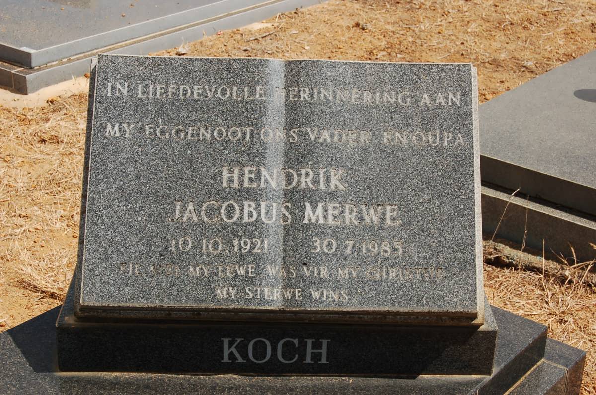 KOCH Hendrik Jacobus Merwe 1921-1985