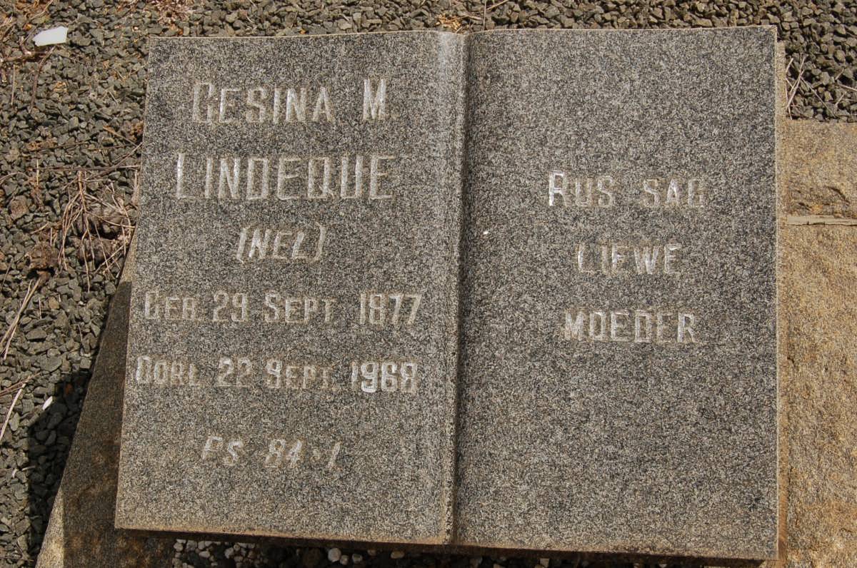 LINDEQUE Gesina M. nee NEL 1877-1968