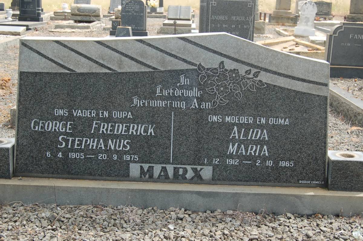 MARX George Frederick Stephanus 1905-1975 &amp; Alida Maria 1912-1965