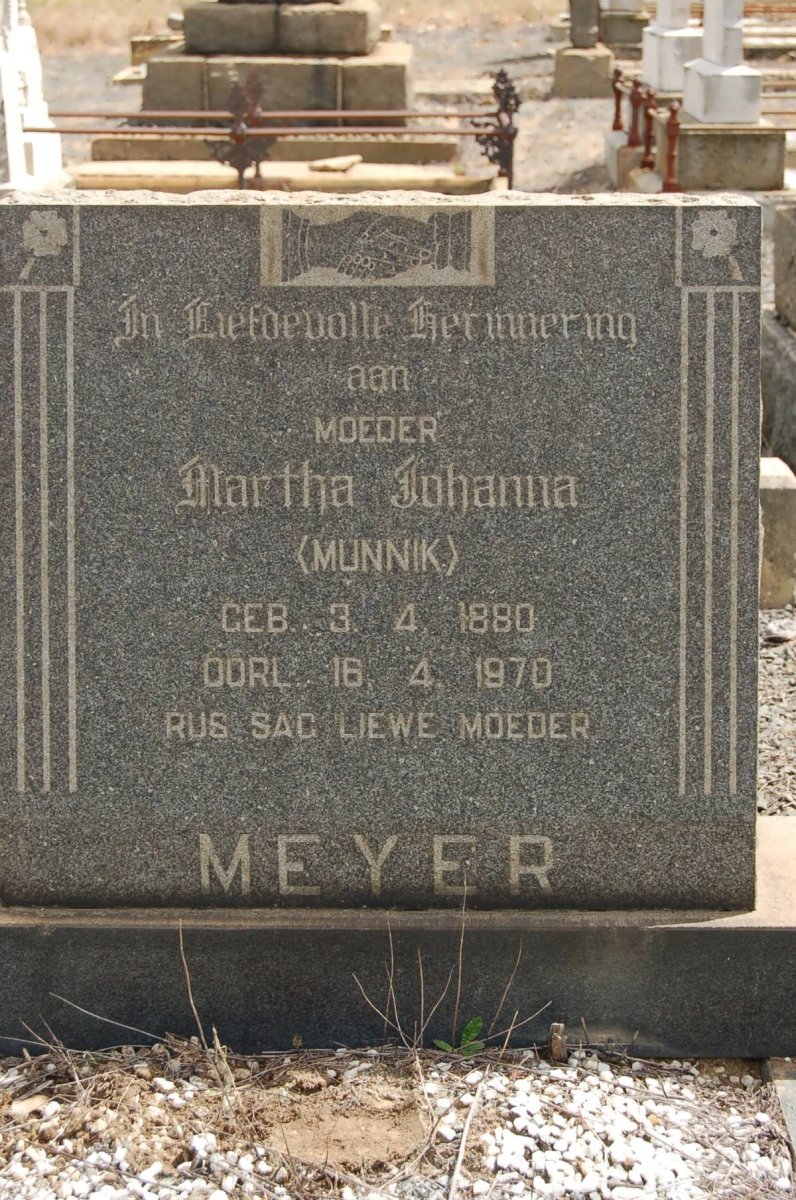 MEYER Martha Johanna nee MUNNIK 1880-1970