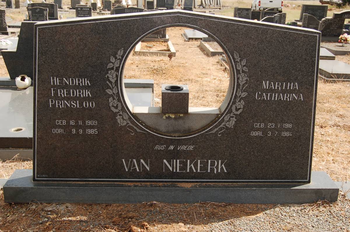 NIEKERK Hendrik Fredrik Prinsloo, van 1909-1985 &amp; Martha Catharina 1918-1984