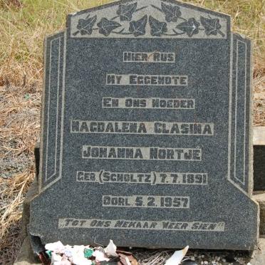 NORTJE Magdalena Clasina Johanna nee SCHOLTZ 1891-1957