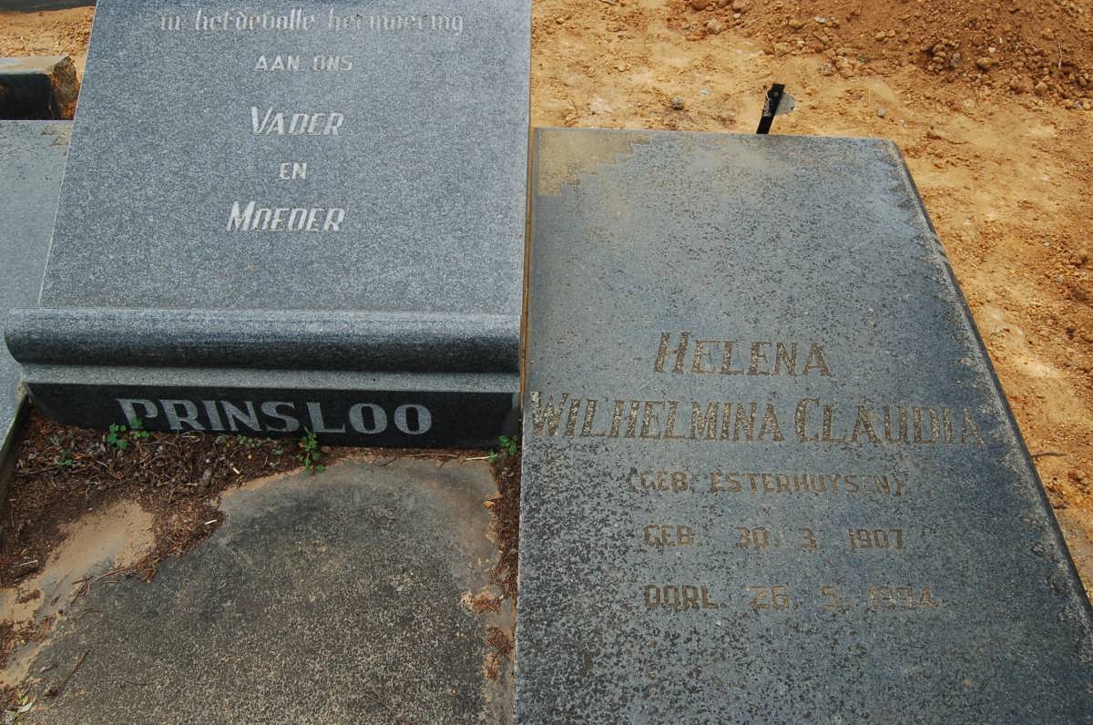 PRINSLOO Helena Wilhelmina Claudia nee ESTERHUYSEN 1907-1974