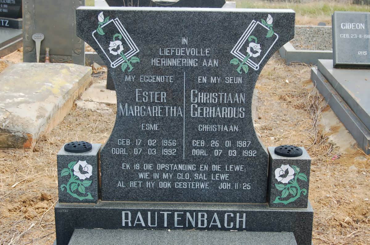 RAUTENBACH Ester Margaretha 1956-1992 :: RAUTENBACH Christiaan Gerhardus 1987-1992