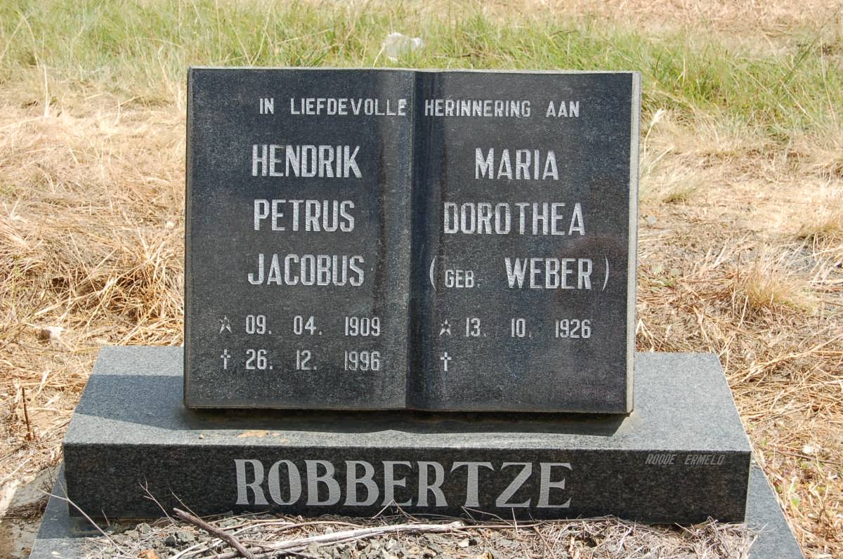 ROBBERTZE Hendrik Petrus Jacobus &amp; Maria Dorothea WEBER 1926-