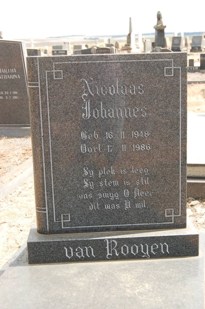ROOYEN Nicolaas Johannes, van 1948-1986