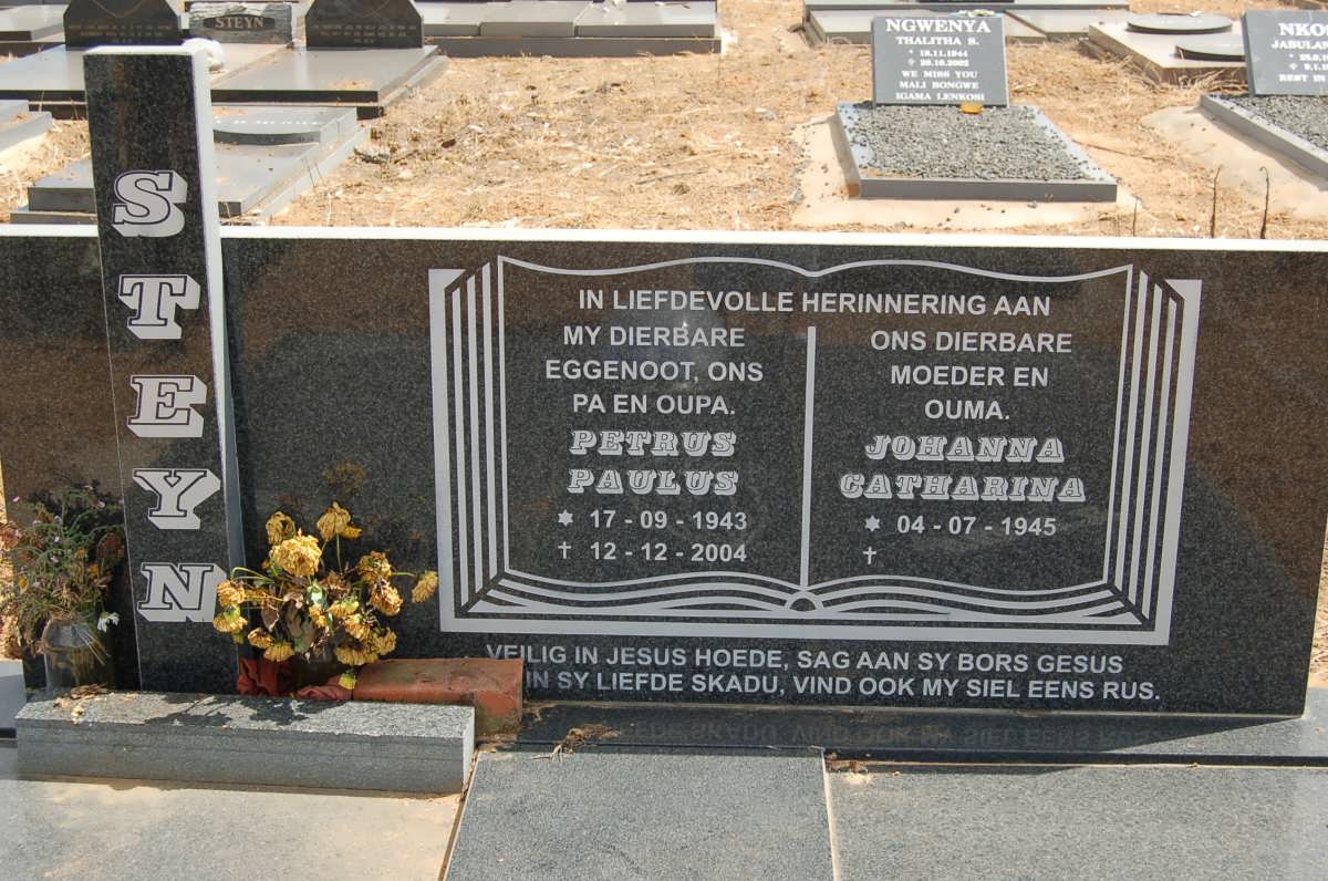 STEYN Petrus Paulus 1943-2004 &amp; Johanna Catharina 1945-