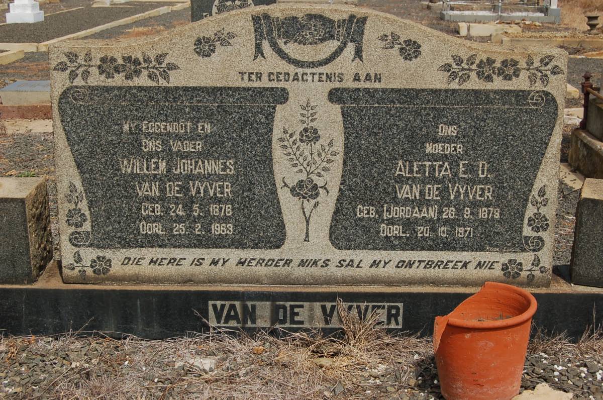 VYVER Willem Johannes, van der 1878-1963 &amp; Aletta E.D. JORDAAN 1878-1971