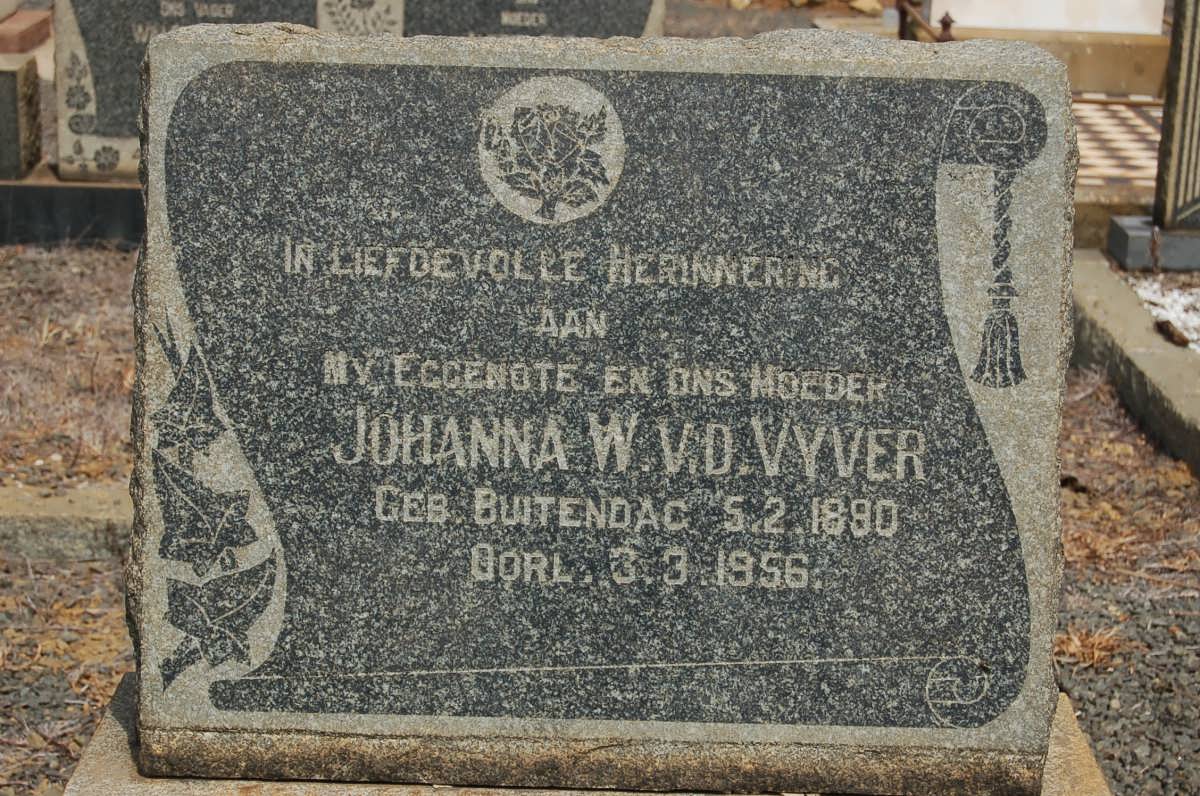VYVER Johanna W., v.d. nee BUITENDAG 1890-1956