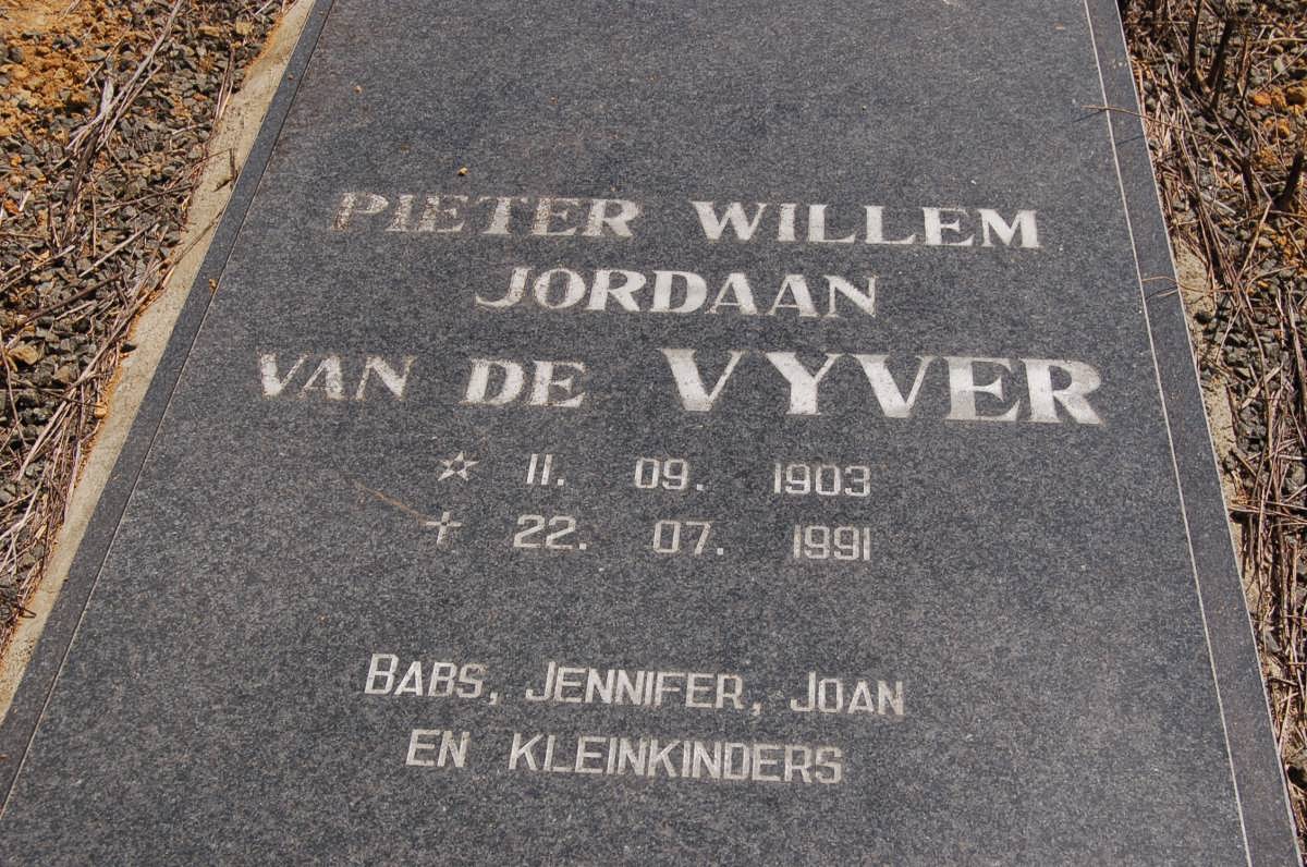 VYVER Pieter Willem Jordaan, van der 1903-1991