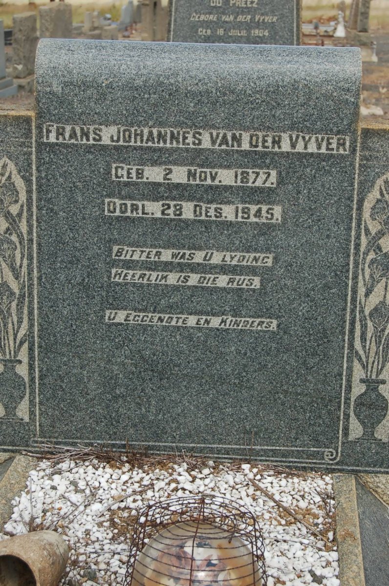 VYVER Frans Johannes, van der 1877-1945