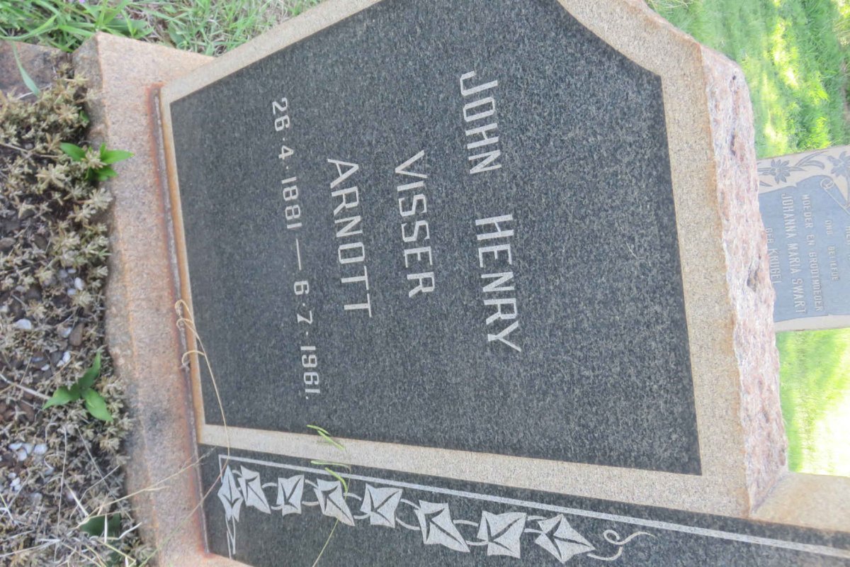 ARNOTT John Henry Visser 1881-1961 &amp; Maria Cornelia Elizabeth WILLIAMS 1898-1975