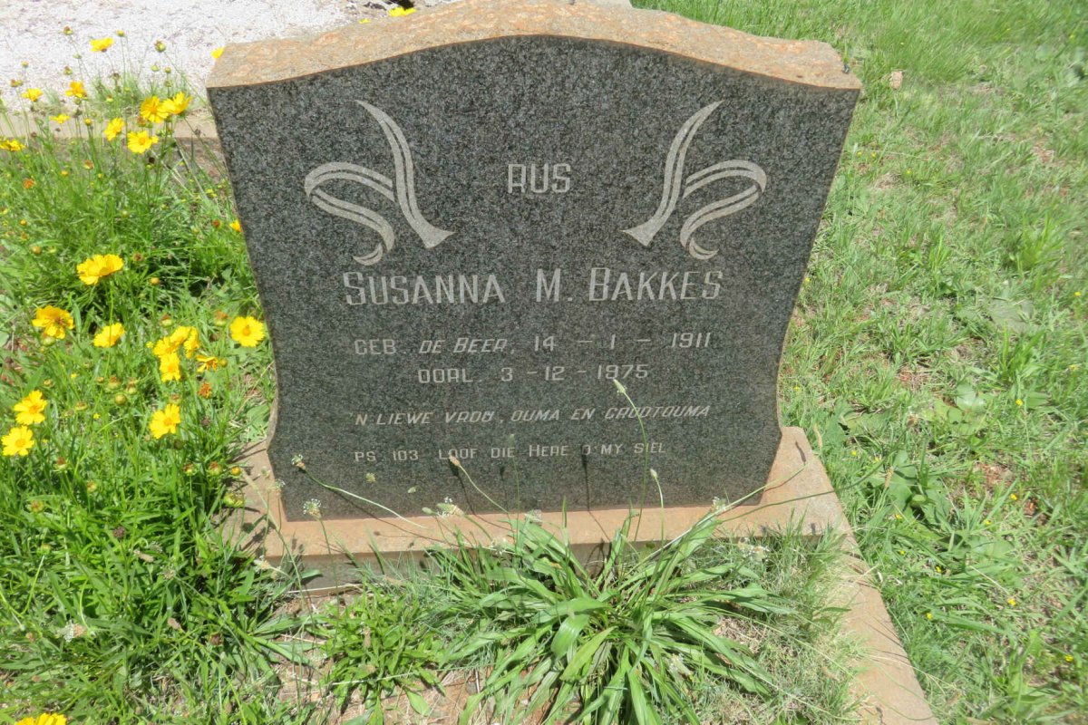 BAKKES Susanna M. nee DE BEER 1911-1975