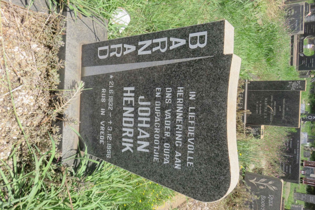 BARNARD Johan Hendrik 1932-1996