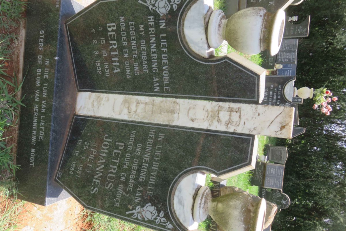 BOTES Petrus Johannes 1937-1994 &amp; Bertha 1930-1992