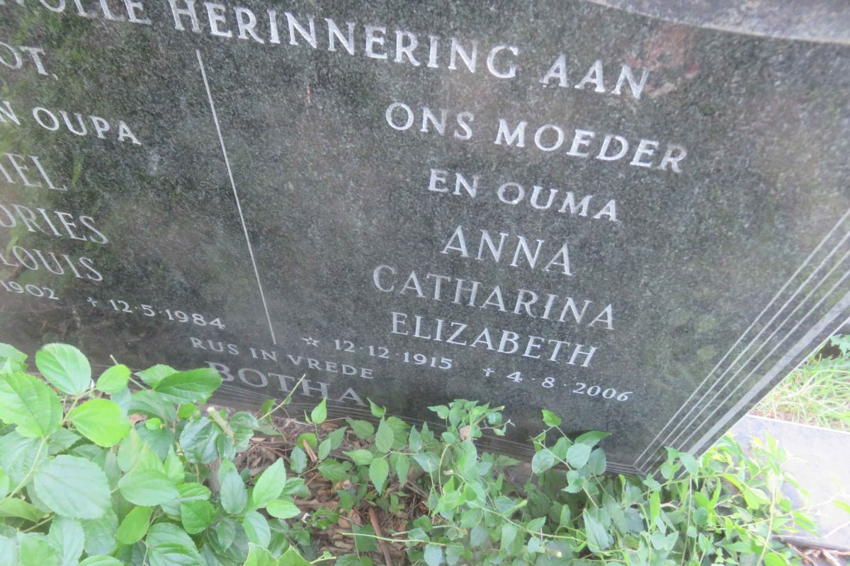 BOTHA Daniel Andries Louis 1902-1984 & Anna Catharina Elizabeth 1915-2006 _2