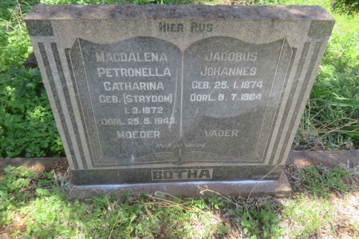 BOTHA Jacobus Johannes 1874-1964 &amp; Magdalena Petronella Catharina STRYDOM 1872-1943