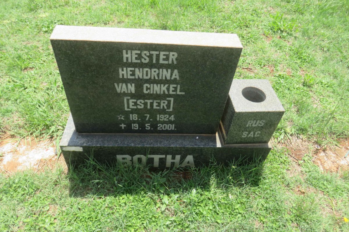 BOTHA Hester Hendrina nee VAN GINKEL 1924-2001