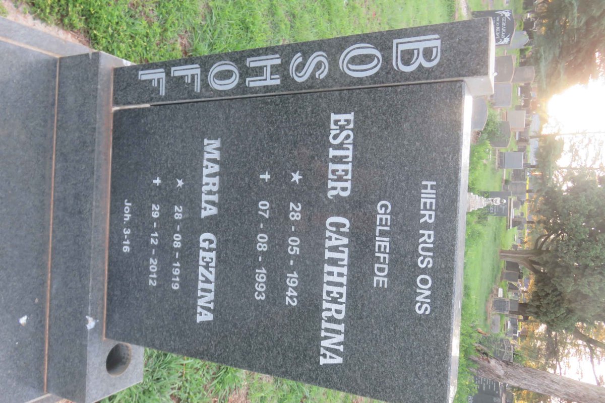 BOSHOFF Maria Gezina 1919-2012 :: BOSHOFF Ester Catherina 1942-1993