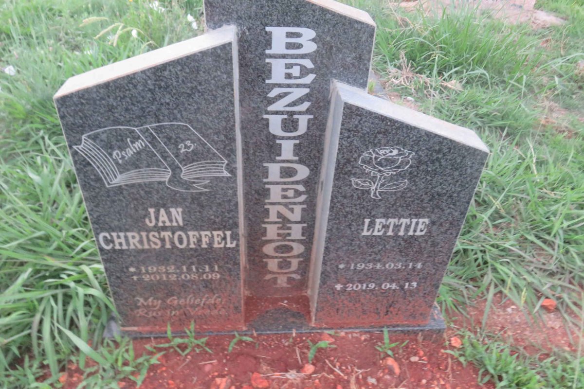 BEZUIDENHOUT Jan Christoffel 1932-2012 &amp; Lettie 1934-2019