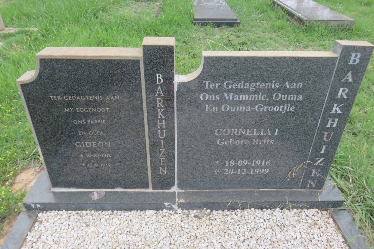 BARKHUIZEN Gideon 1912-1979 &amp; Cornelia I. BRITS 1916-1999