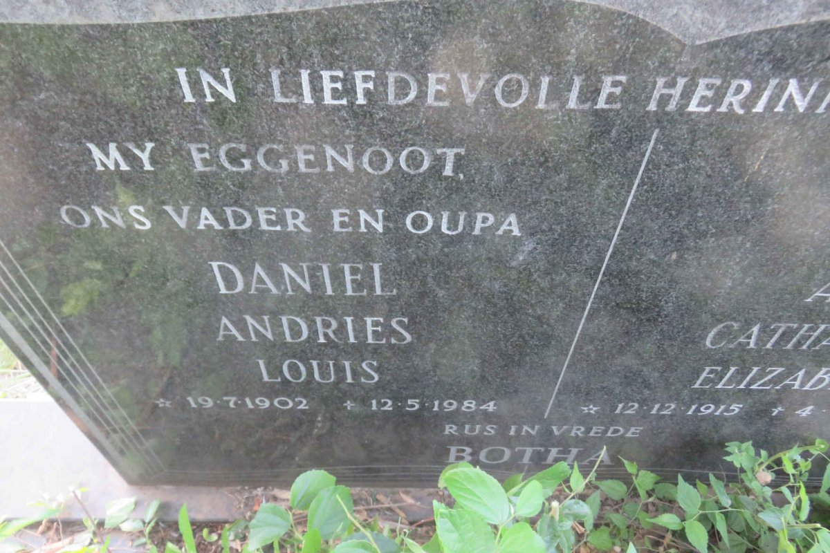 BOTHA Daniel Andries Louis 1902-1984 & Anna Catharina Elizabeth 1915-2006 _3