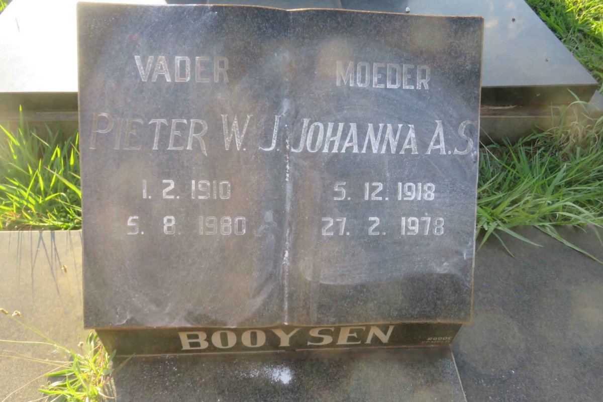 BOOYSEN Pieter W.J. 1910-1980 &amp; Johanna A.S. 1918-1978