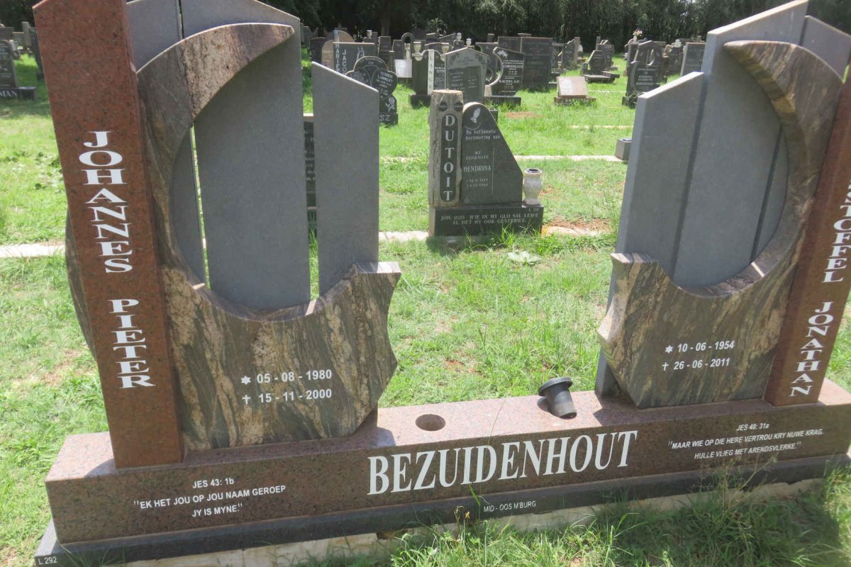 BEZUIDENHOUT Jan Christoffel Jonathan 1954-2011 :: BEZUIDENHOUT Johannes Pieter 1980-2000