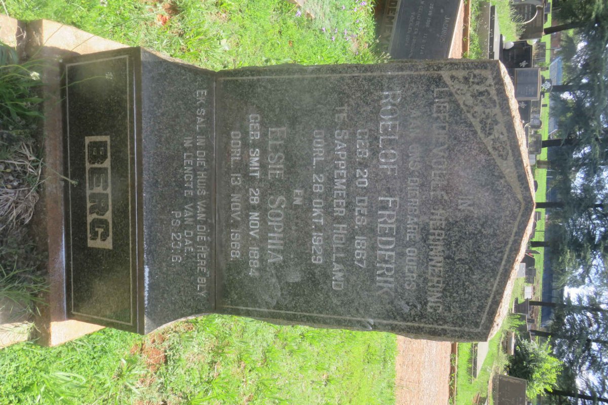 BERG Roelof Frederik 1867-1929 &amp; Elsie Sophia SMIT 1884-1968