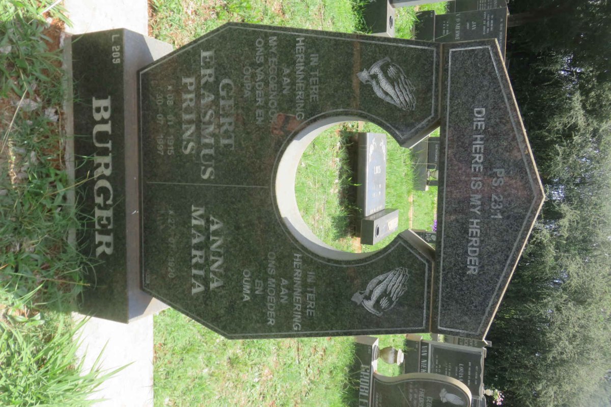 BURGER Gert Erasmus Prins 1915-1997 &amp; Anna Maria 1920-