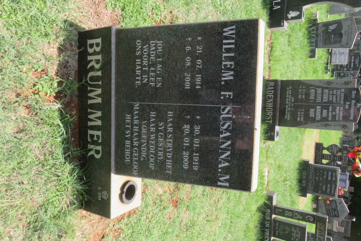 BRUMMER Willem F. 1914-2001 &amp; Susanna M. 1919-2009
