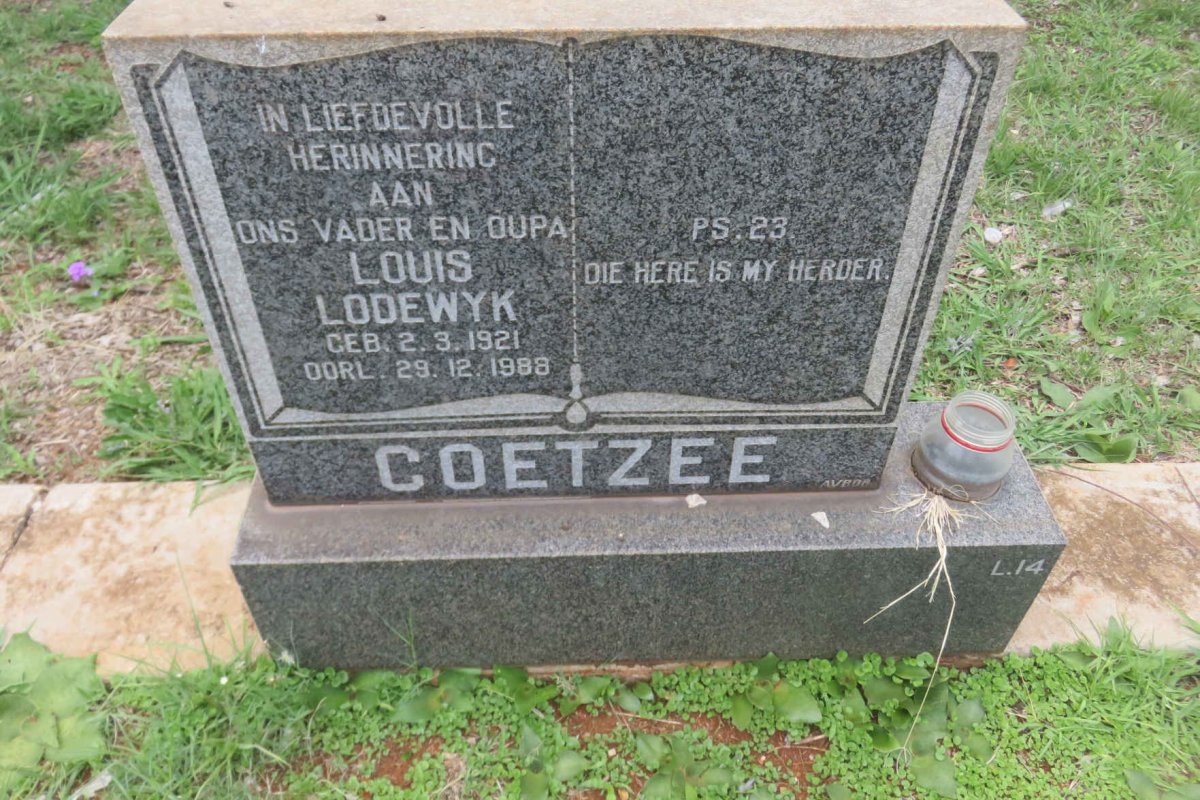 COETZEE Louis Lodewyk 1921-1988