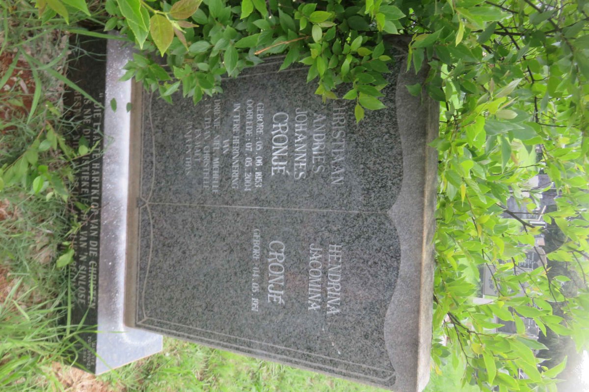 CRONJÉ Christiaan Andries Johannes 1953-2004 &amp; Hendrina Jacomina 1951-