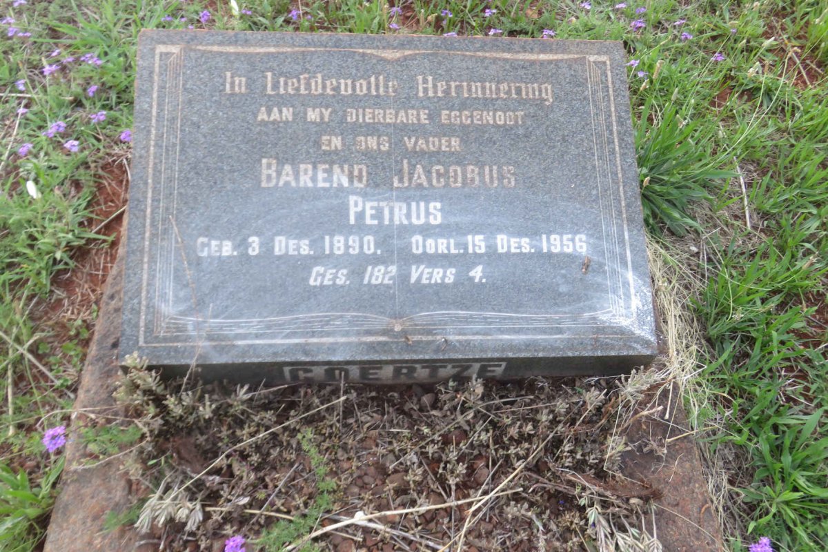 COERTZE Barend Jacobus Petrus 1890-1956