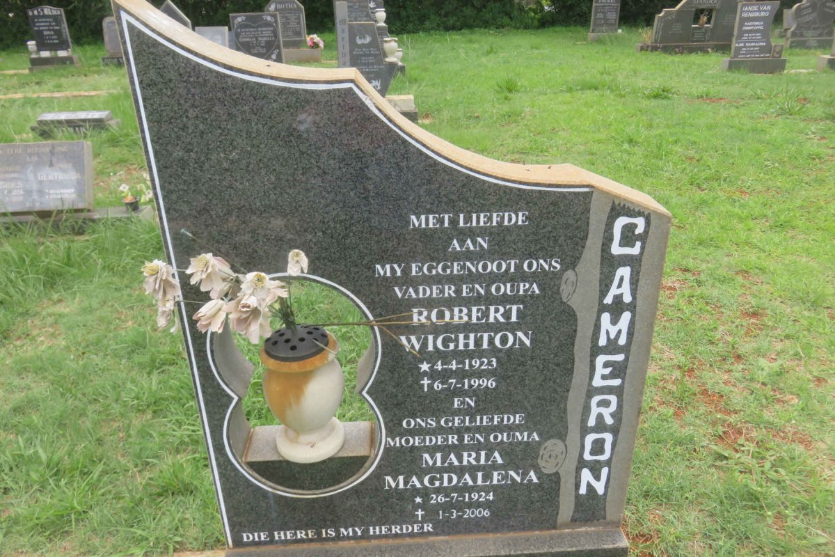 CAMERON Robert Wighton 1923-1996 &amp; Maria Magdalena 1924-2006