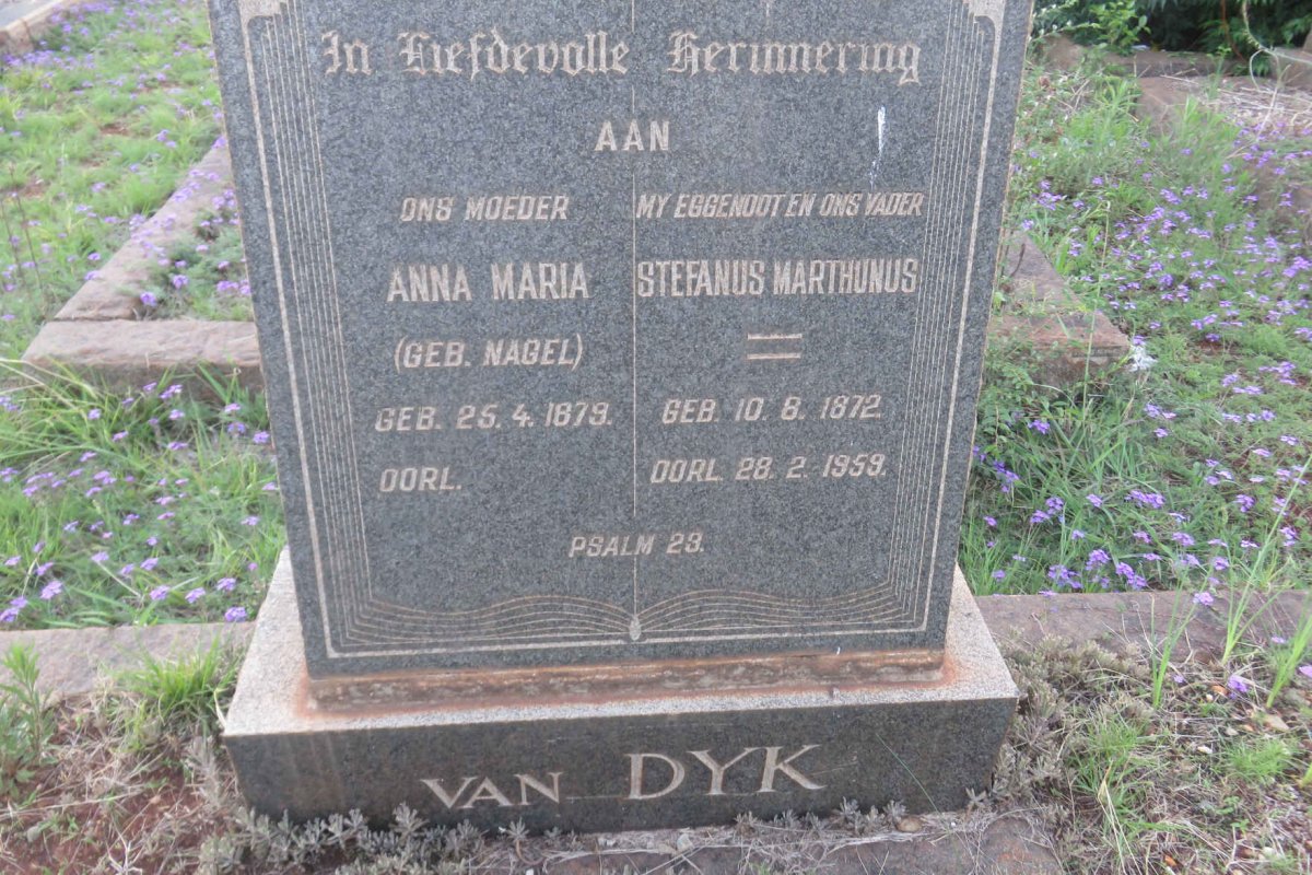 DYK Stefanus Marthunus, van 1872-1959 &amp; Anna Maria NAGEL 1879-