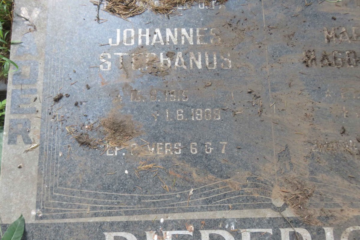 DIEDERICKS Johannes Stephanus 1915-1989 &amp; Martha Magdalena 1921-2000