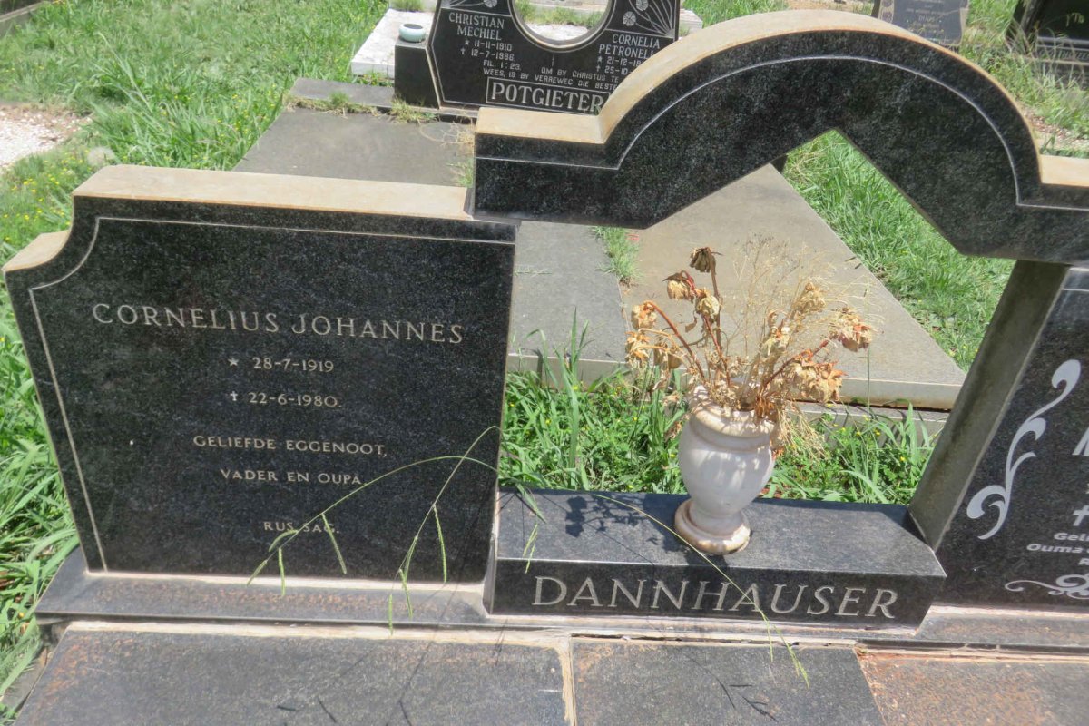 DANNHAUSER Cornelius Johannes 1919-1980 &amp; Magdalena 1929-2019
