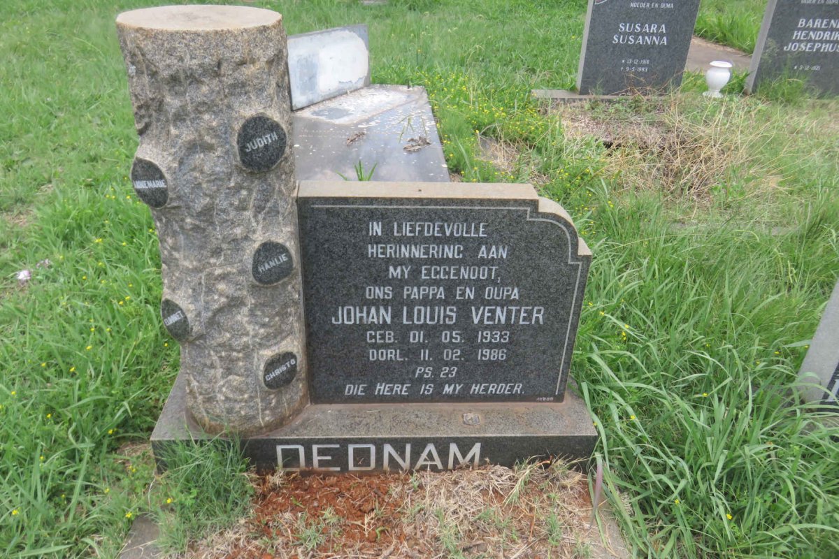 DEDNAM Johan Louis Venter 1933-1986