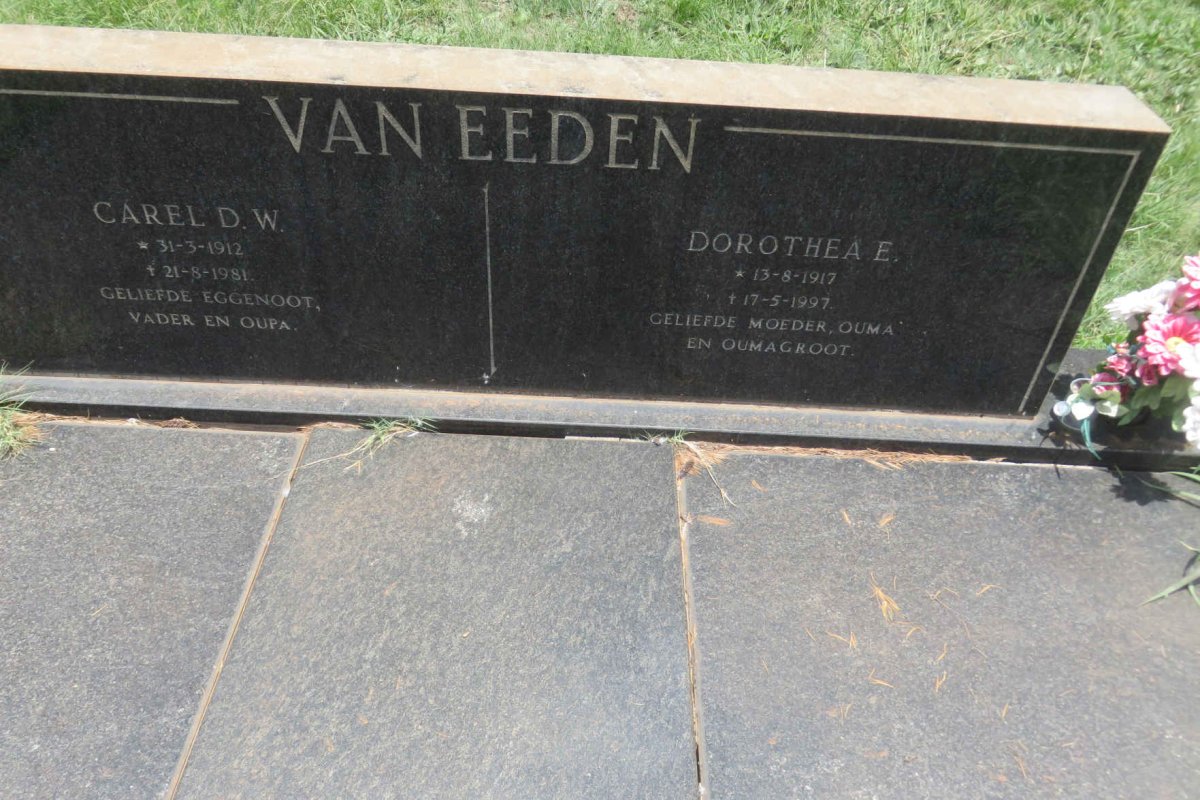 EEDEN Carel D.W., van 1912-1981 &amp; Dorothea E. 1917-1997