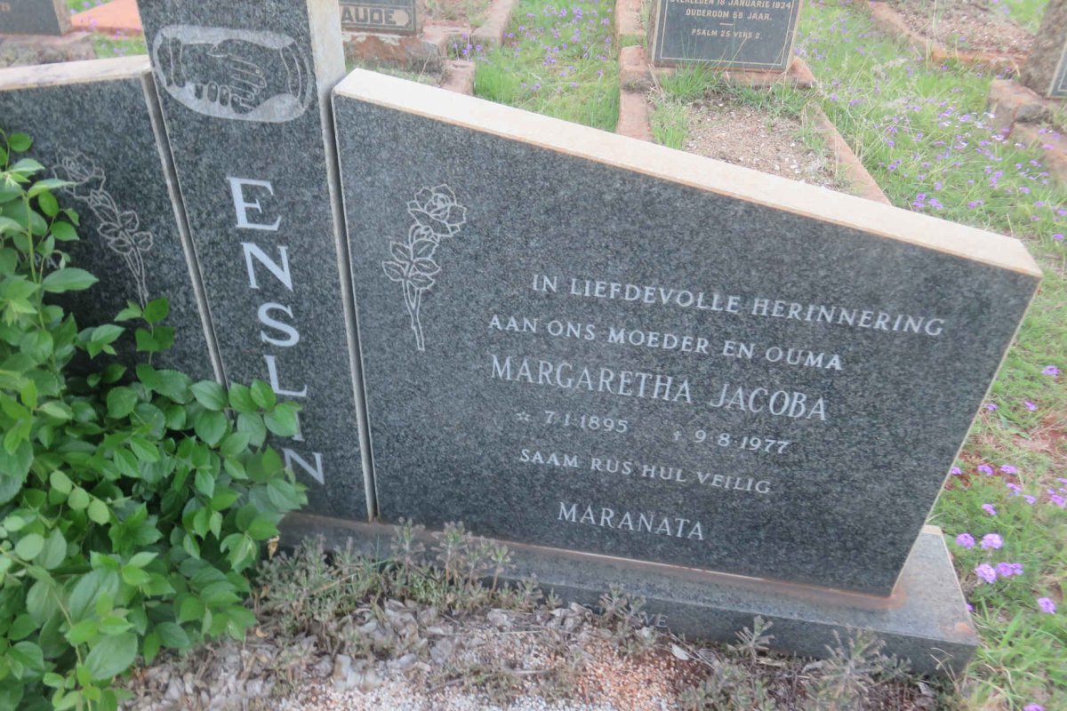ENSLIN Peter James 1885-1936 & Margaretha Jacoba 1895-1977 :: ENSLIN Peter James 1969-1971 