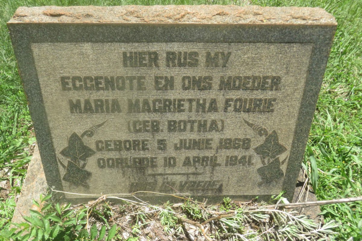FOURIE Maria Magrietha nee BOTHA 1868-1941