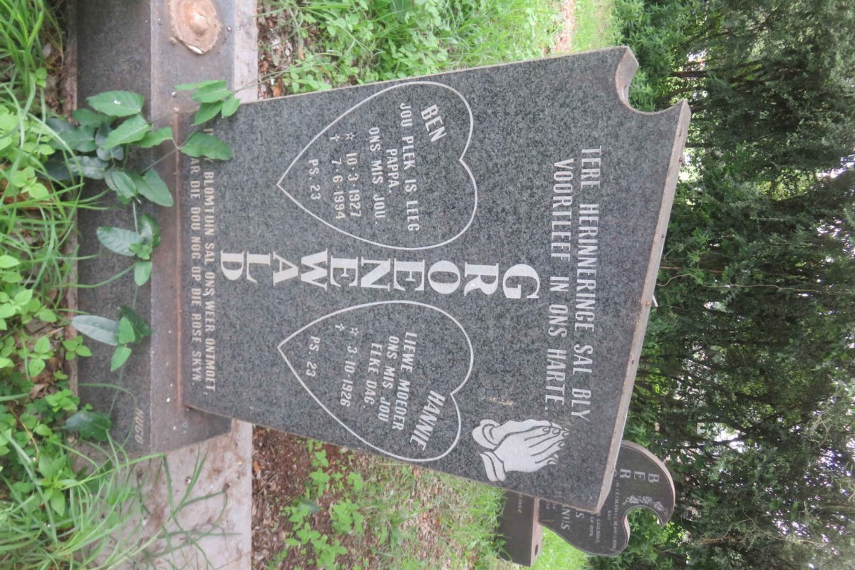 GROENEWALD Ben 1927-1994 &amp; Hannie 1926-