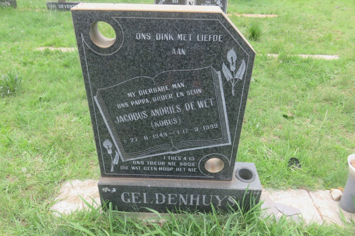 GELDENHUYS Jacobus Andries de Wet 1949-1999