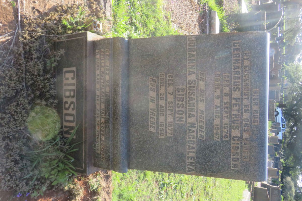 GIBSON Gerhardus Petrus 1874-1947 &amp; Johanna Susanna Magdalena 1877-1950