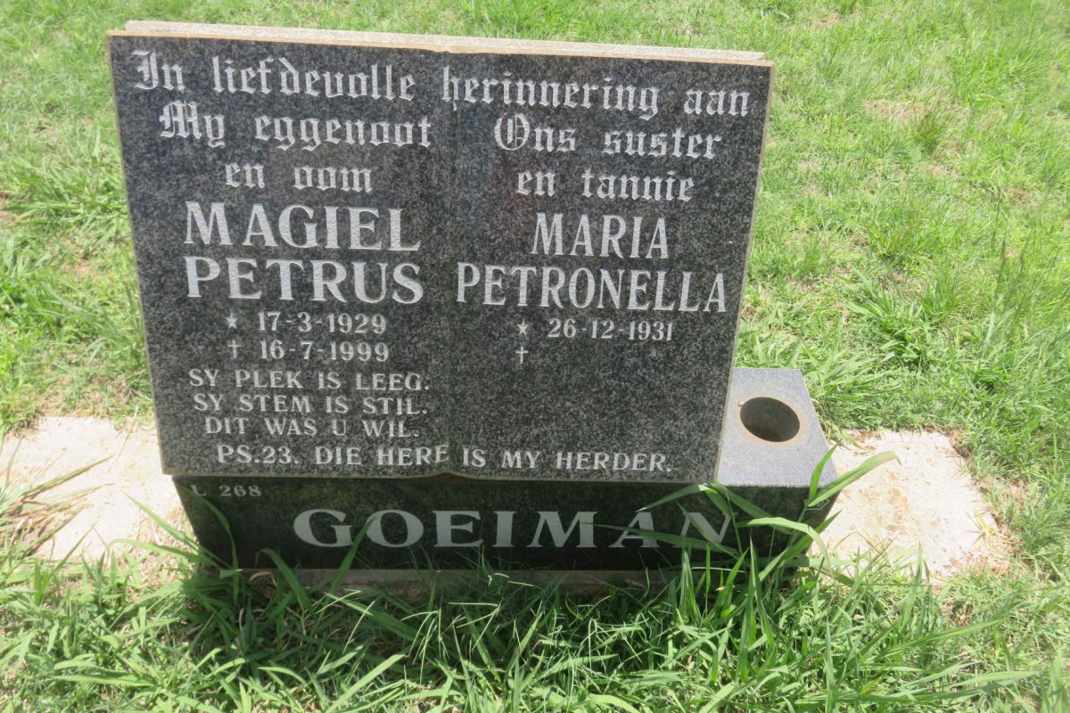 GOEIMAN Magiel Petrus 1929-1999 &amp; Marie Petronella 1931-