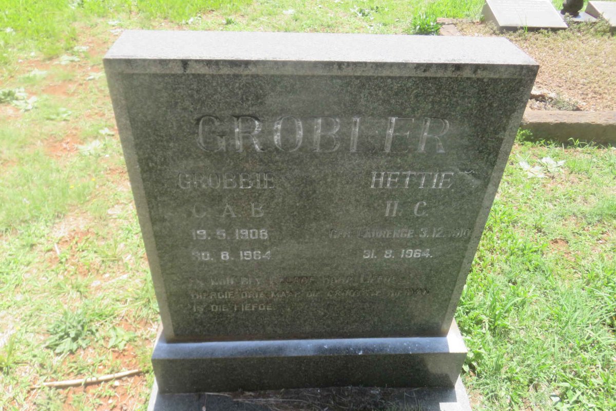 GROBLER C.A.B. 1908-1964 &amp; H.C. LAURENCE 1910-1964